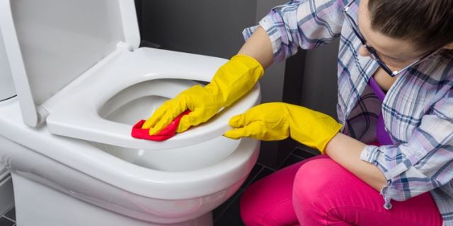 cara membersihkan toilet duduk